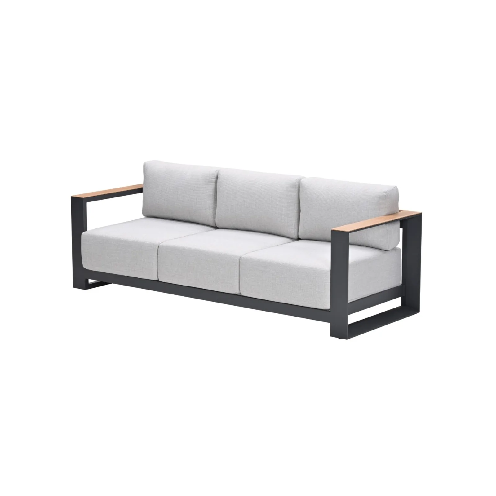 Levanto driezits loungebank - carbon black - valley sand light teaklook