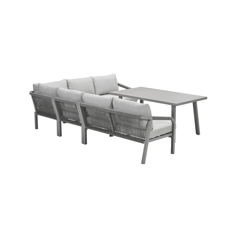Monti dining loungeset - 5-delig - taupe - aluminium frame - rope grey sand - valley sand 4