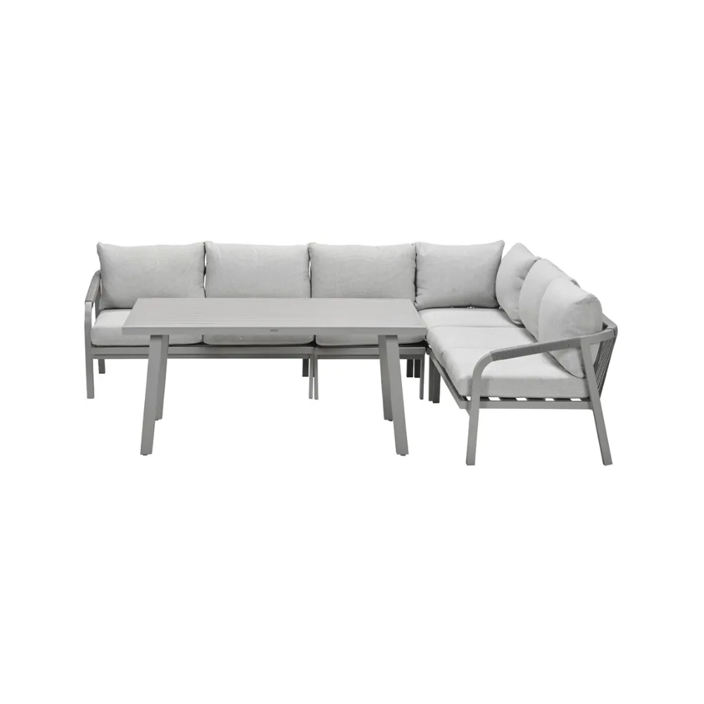 Monti dining loungeset - 5-delig - taupe - aluminium frame - rope grey sand - valley sand 3
