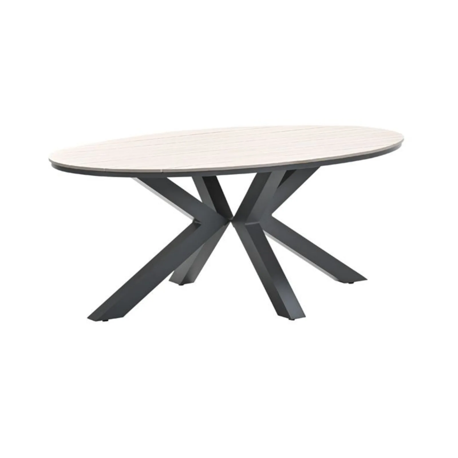 Edison tuintafel - ovaal - 180x115 cm - carbon black - light teak Vironwood