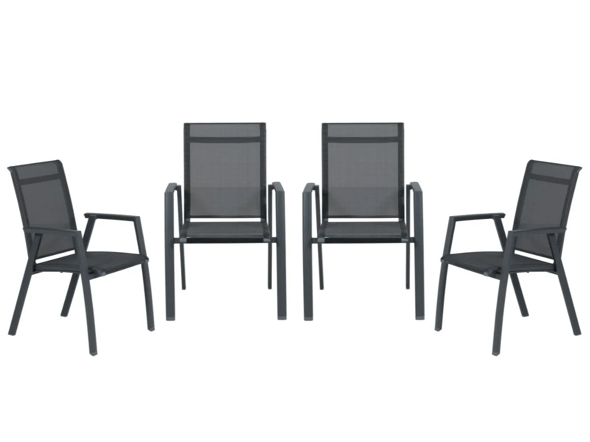 Garden Impressions Gala chaises de jardin lot de 4 noir carbone