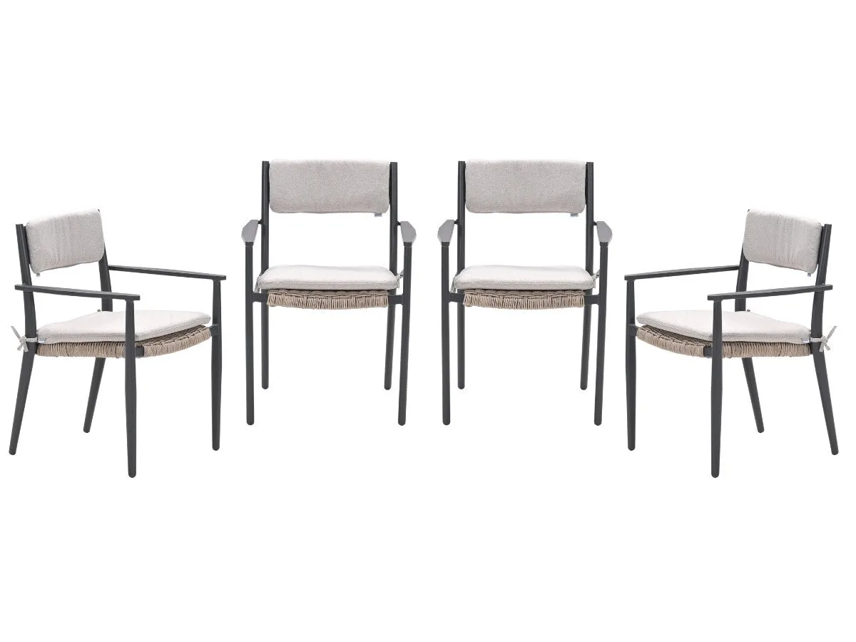 Garden Impressions chaises de jardin Paris, lot de 4 – carbon black / desert sand