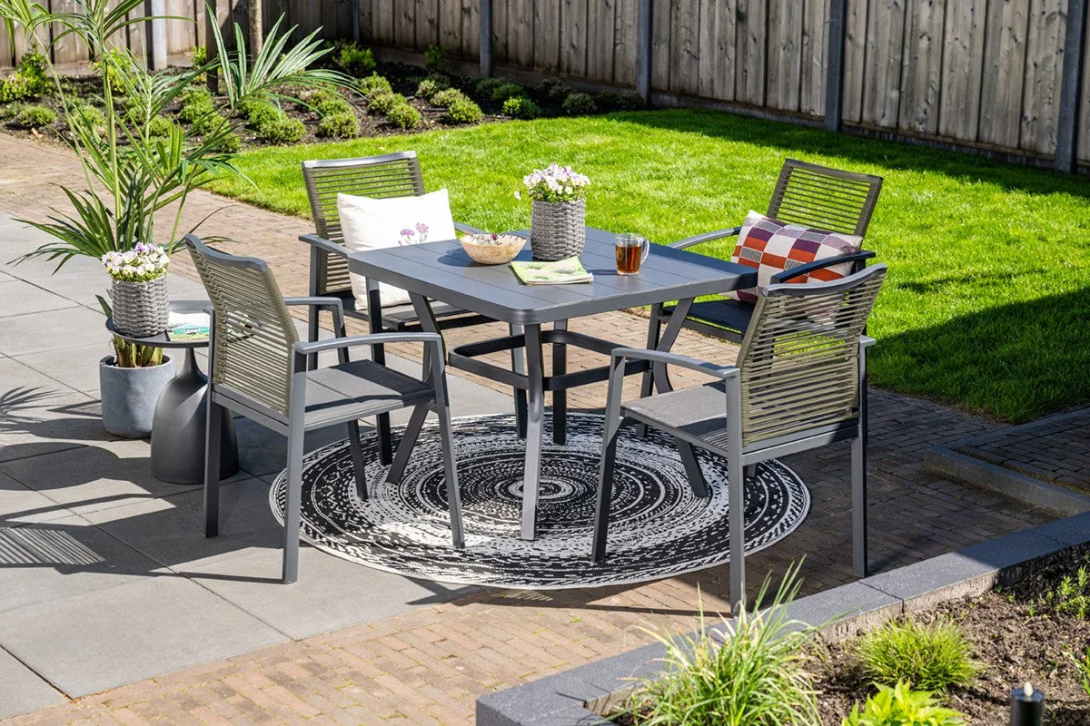 Garden Impressions Cosmo chaises de jardin lot de 4 – carbon black / corde naturelle