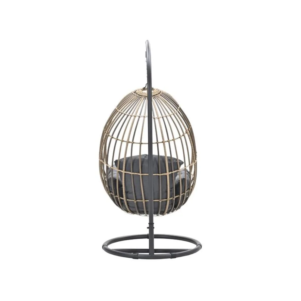 Panama hangstoel met standaard - eivorm - carbon black - natural rotan - mystic grey 6