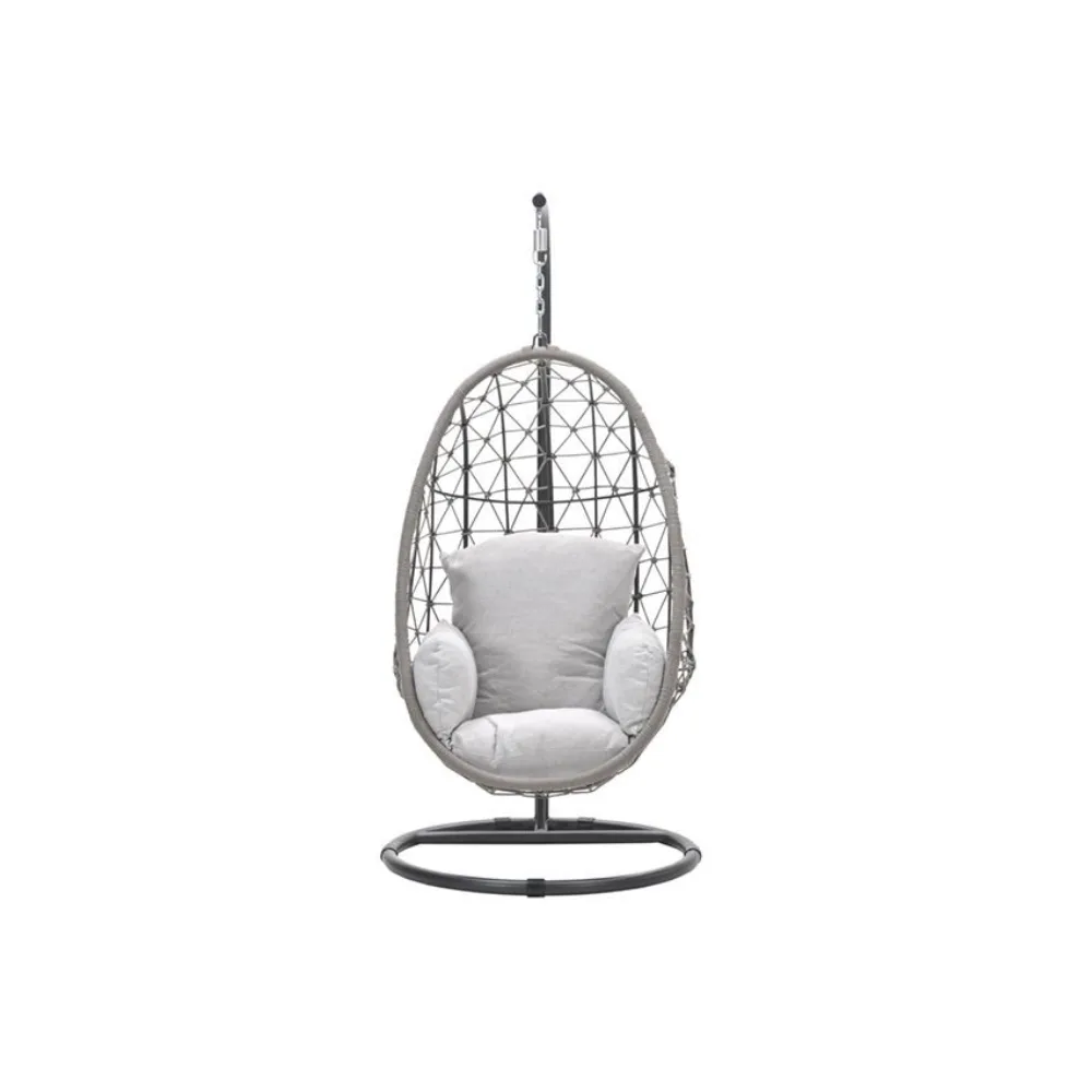 Panama hangstoel met standaard - eivorm - carbon black - rope taupe - valley sand 4