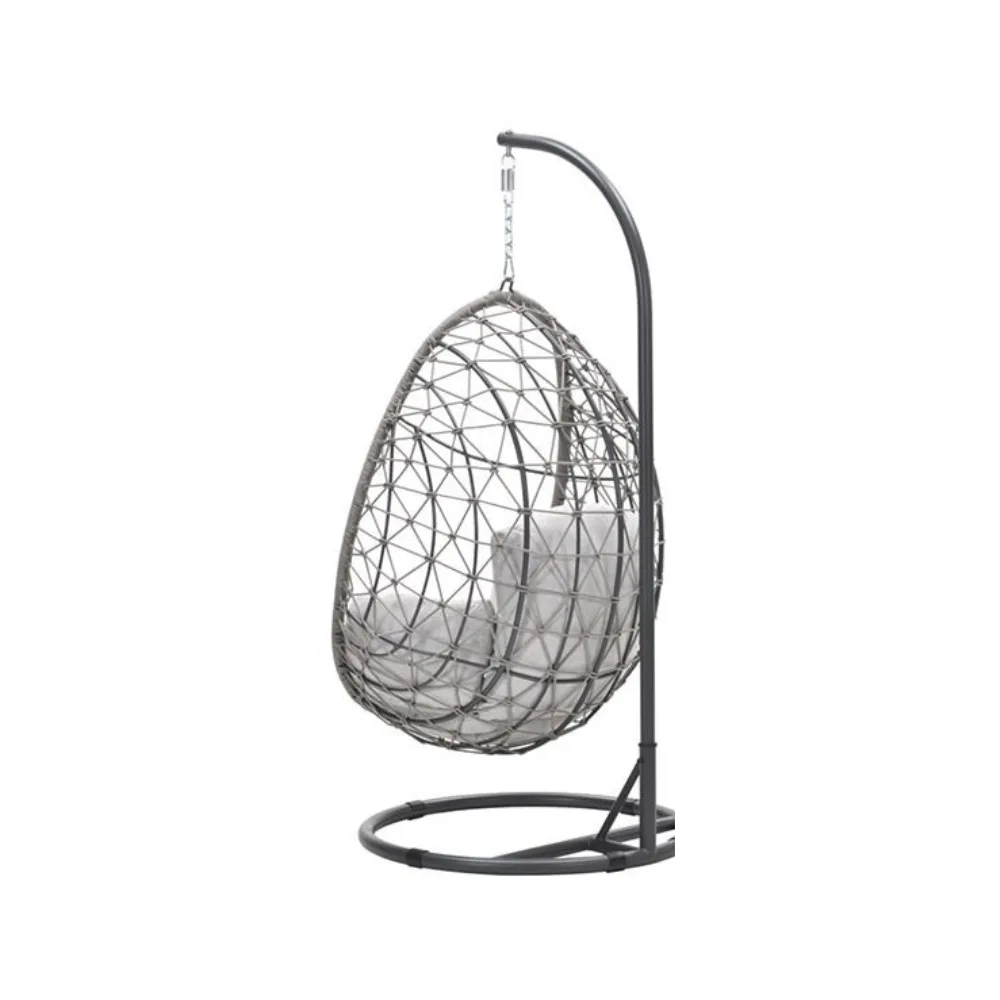 Panama hangstoel met standaard - eivorm - carbon black - rope taupe - valley sand 6