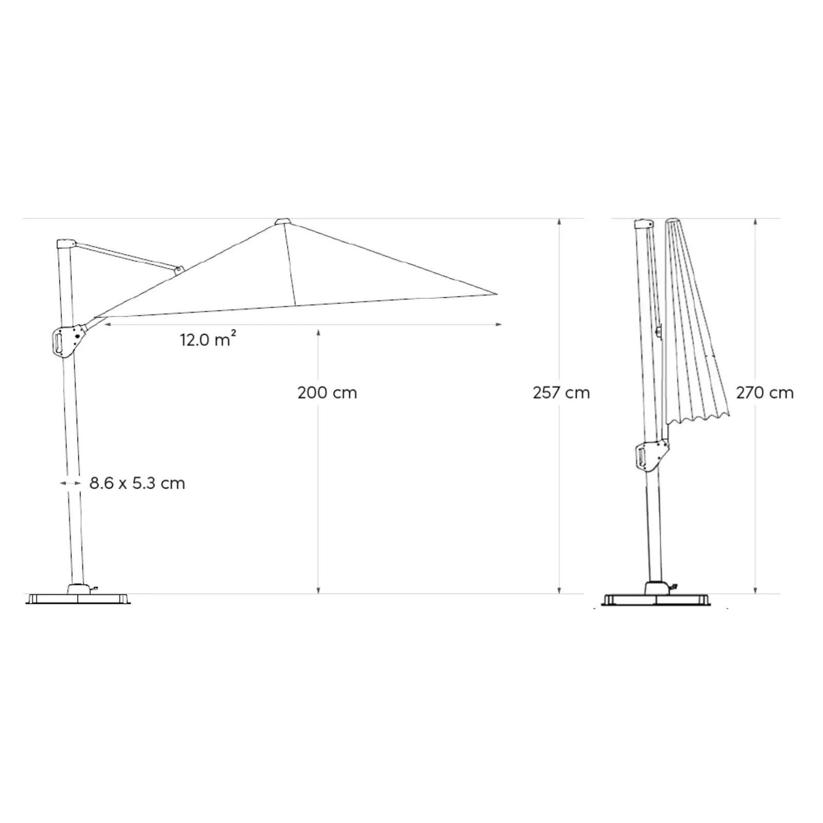 Platinum Sun &amp; Shade zweefparasol Challenger T¹ 400x300 Manhattan. 6