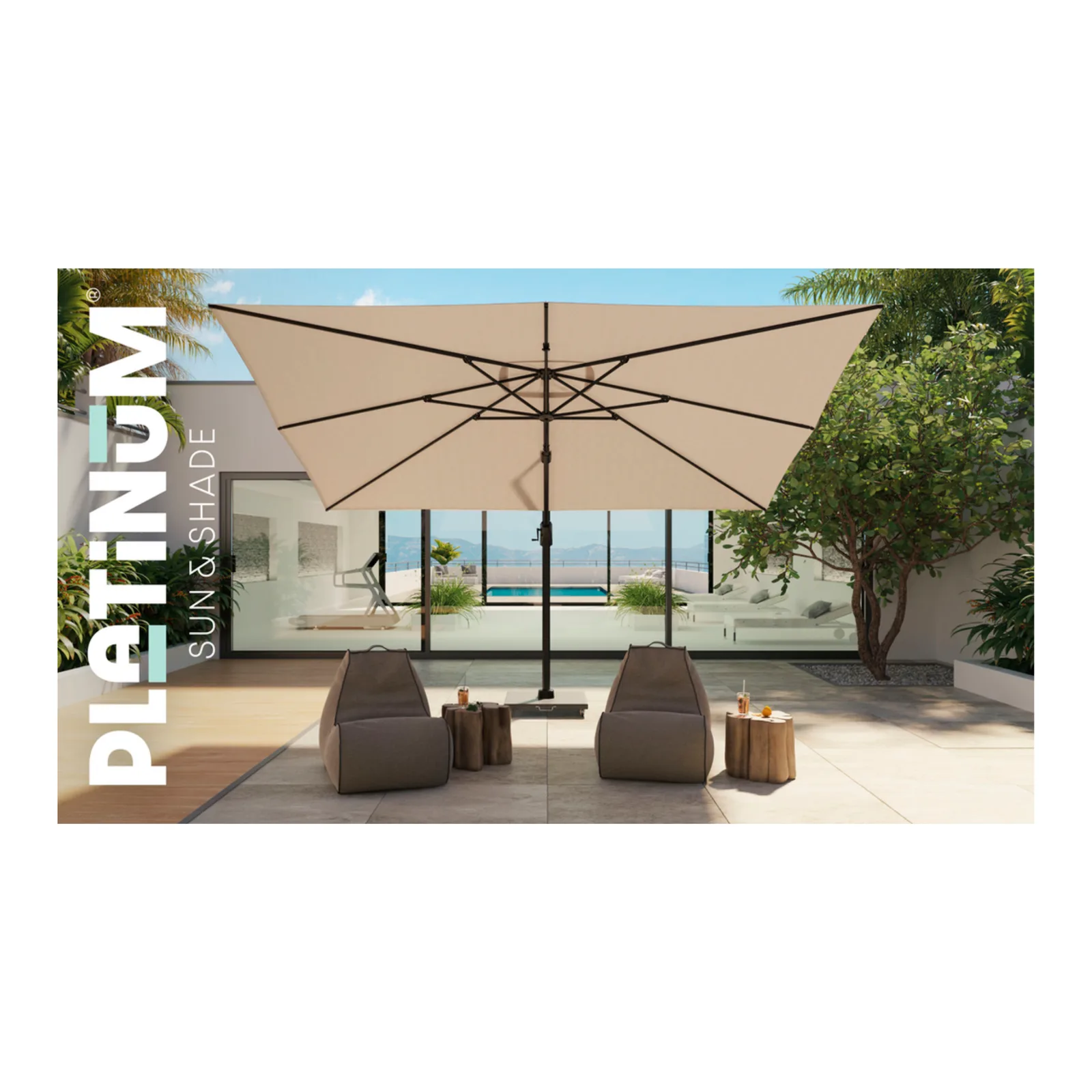 Platinum Sun &amp; Shade zweefparasol Challenger T¹ 400x300 Manhattan. 10