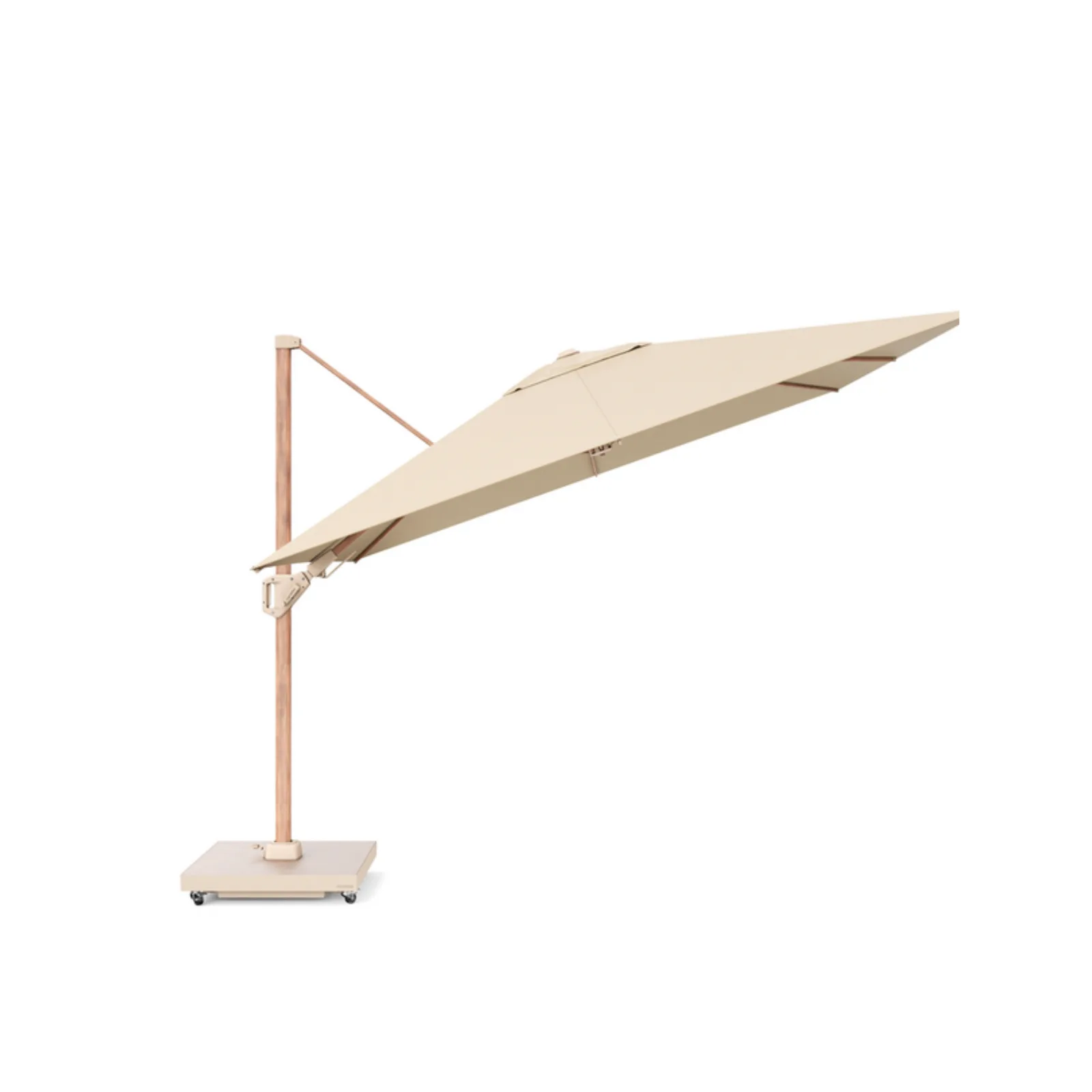 Platinum Sun & Shade zweefparasol Challenger T² Teak look frame, 300x300 Champagne. 8