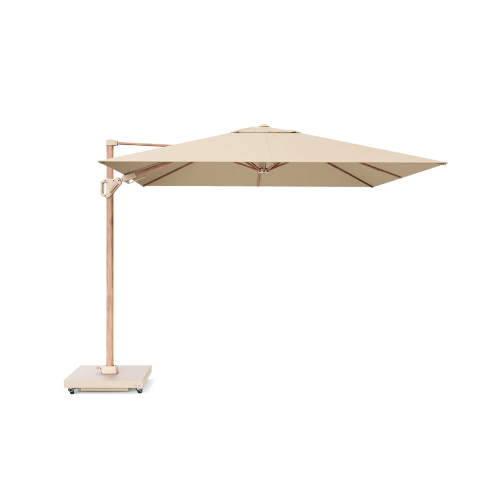 Platinum Sun & Shade zweefparasol Challenger T² Teak look frame, 300x300 Champagne. 9
