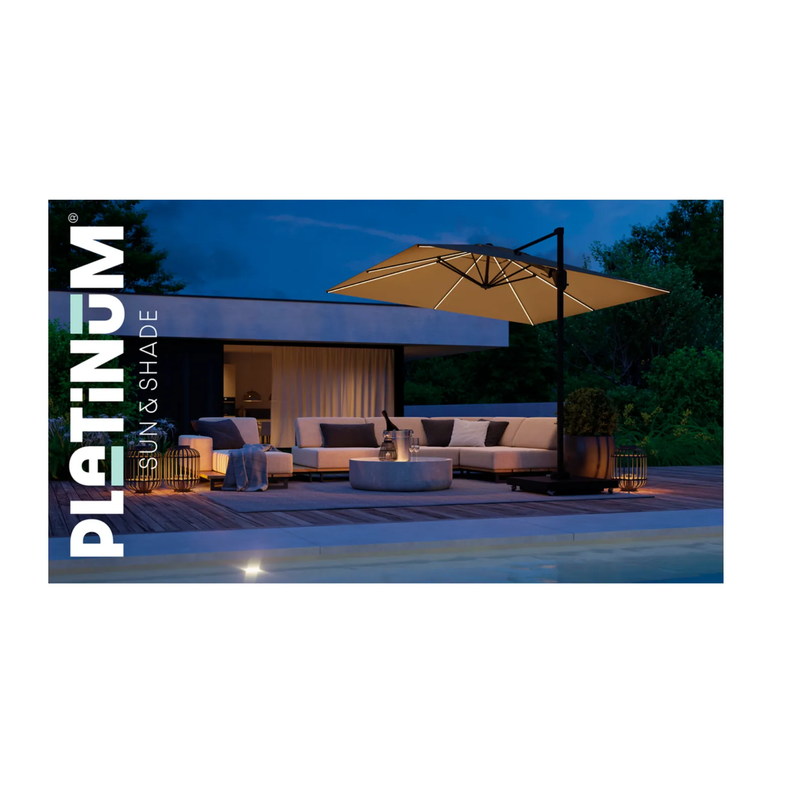 Platinum Sun & Shade zweefparasol Challenger T² Glow 300x300 antraciet 3