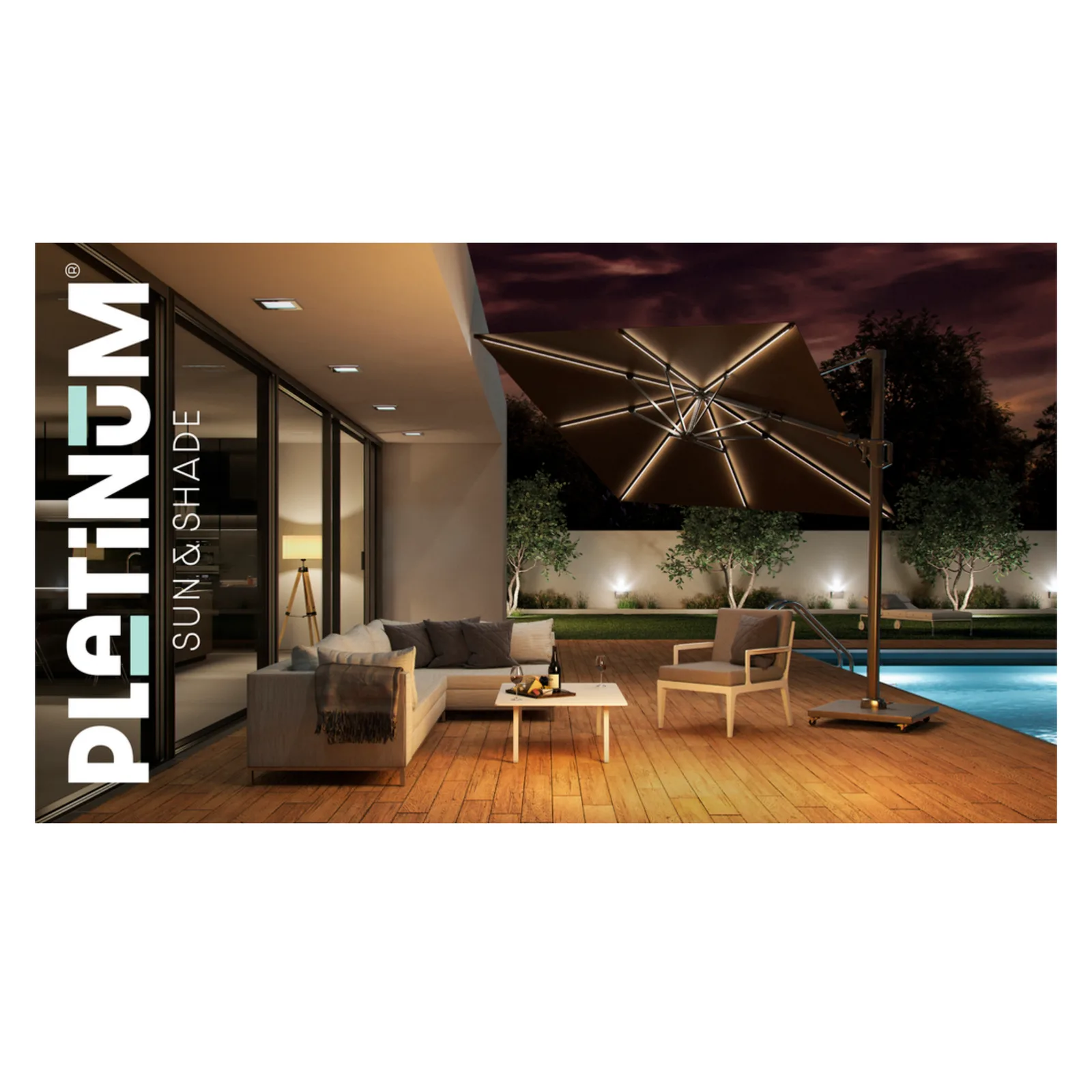 Platinum Sun & Shade zweefparasol Challenger T² Glow 300x300 antraciet 5