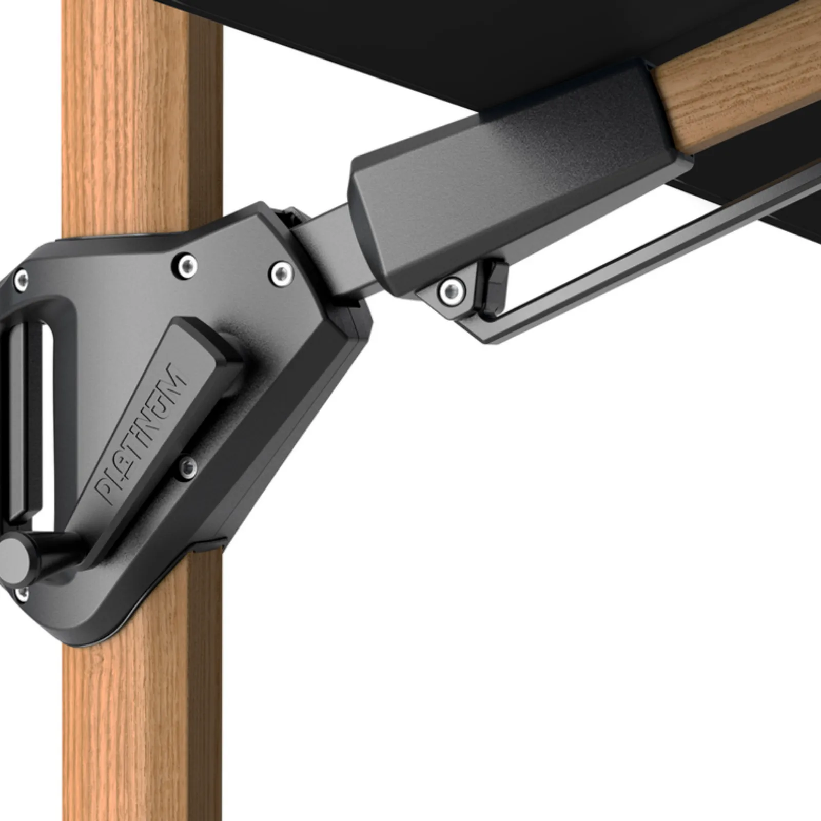 Platinum Sun & Shade zweefparasol Challenger T² Teak look frame, 300x300 Faded black. 3