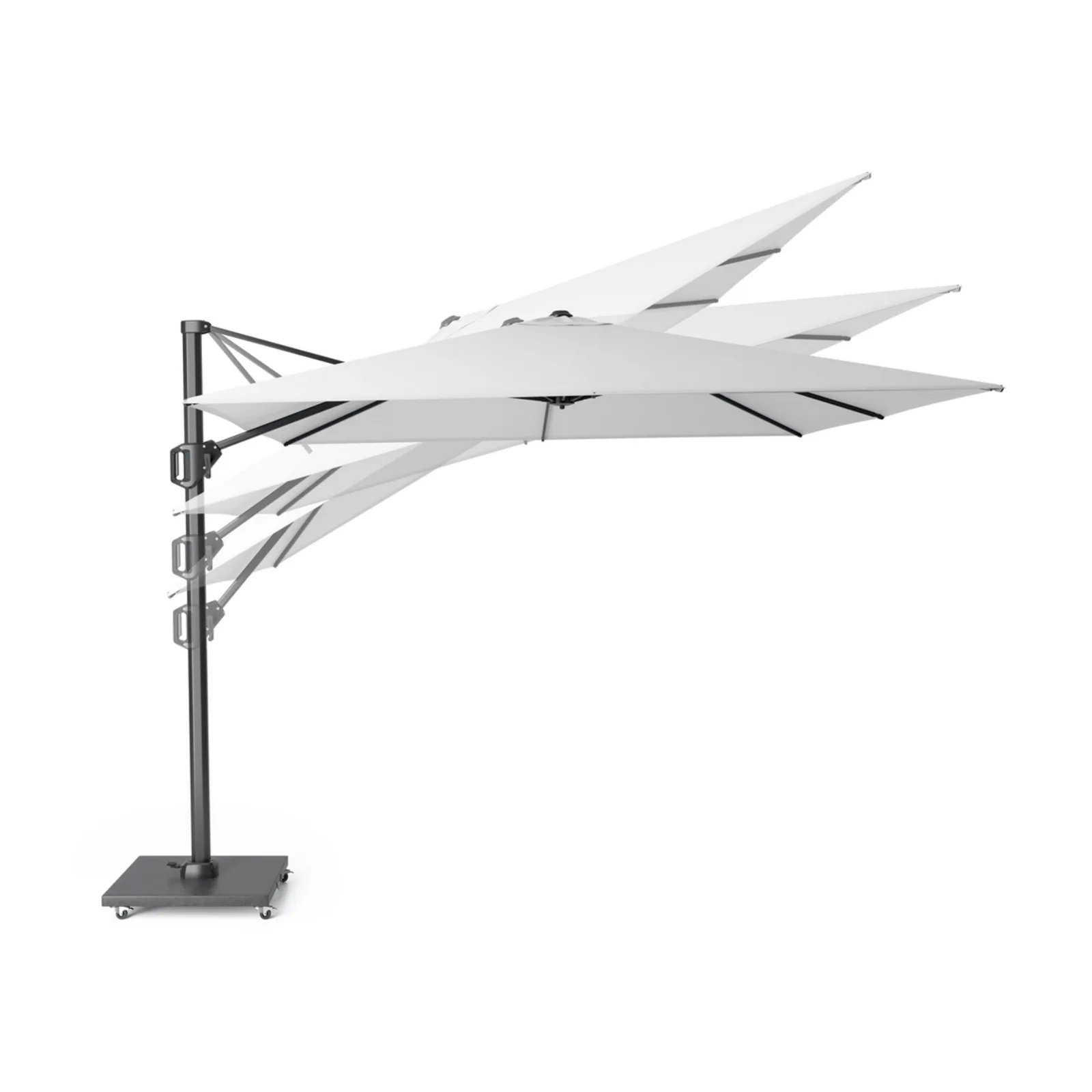 Platinum Sun & Shade zweefparasol Challenger T² Teak look frame, 300x300 Champagne. 4