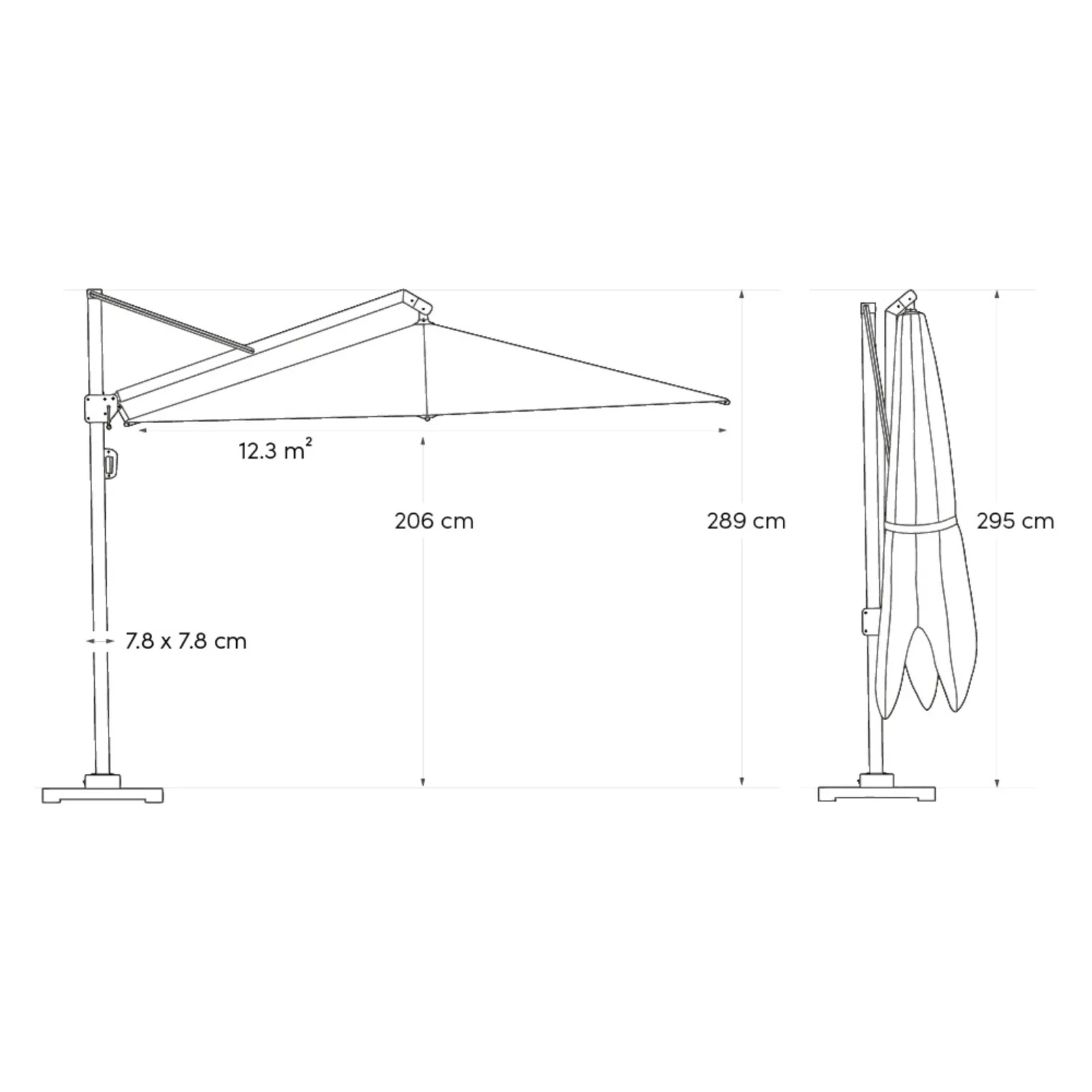 Platinum Sun & Shade zweefparasol Icon Premium 350x350 Havana. 4
