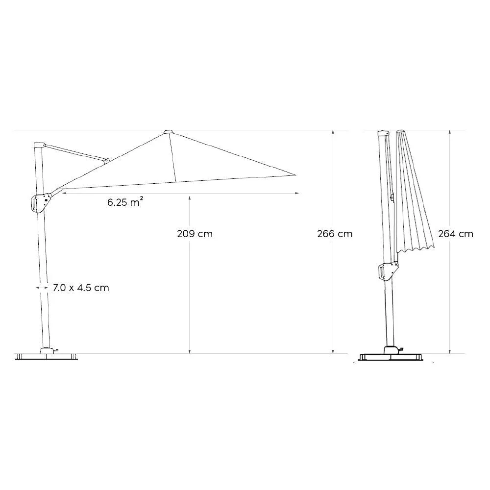 Platinum Sun & Shade zweefparasol Voyager T¹ 250x250 lichtgrijs. 5