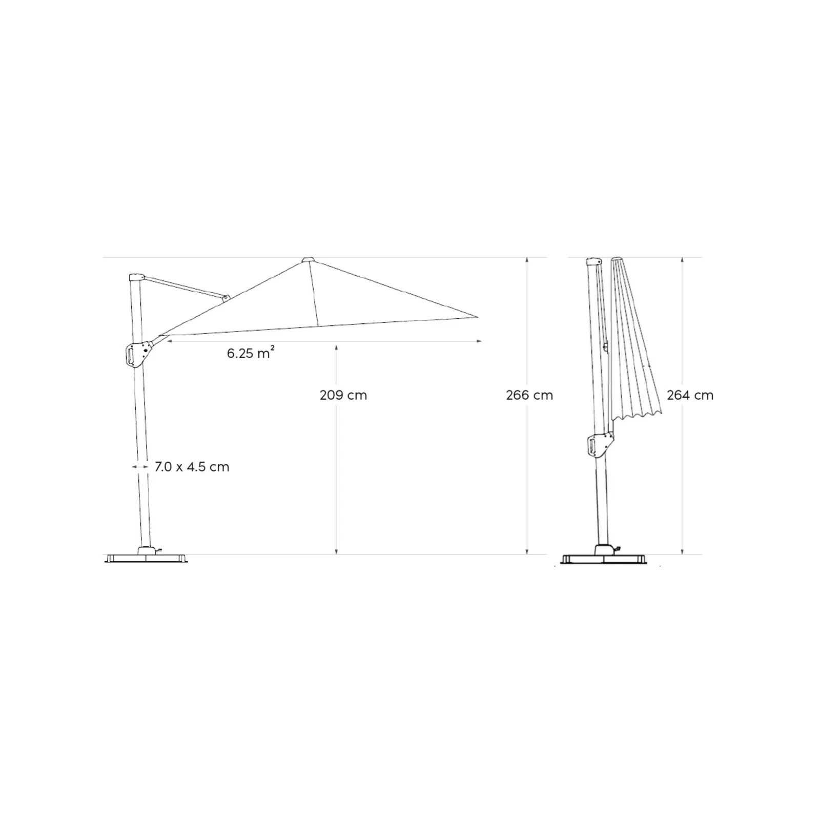 Platinum Sun & Shade zweefparasol Voyager T¹ 250x250 taupe 8