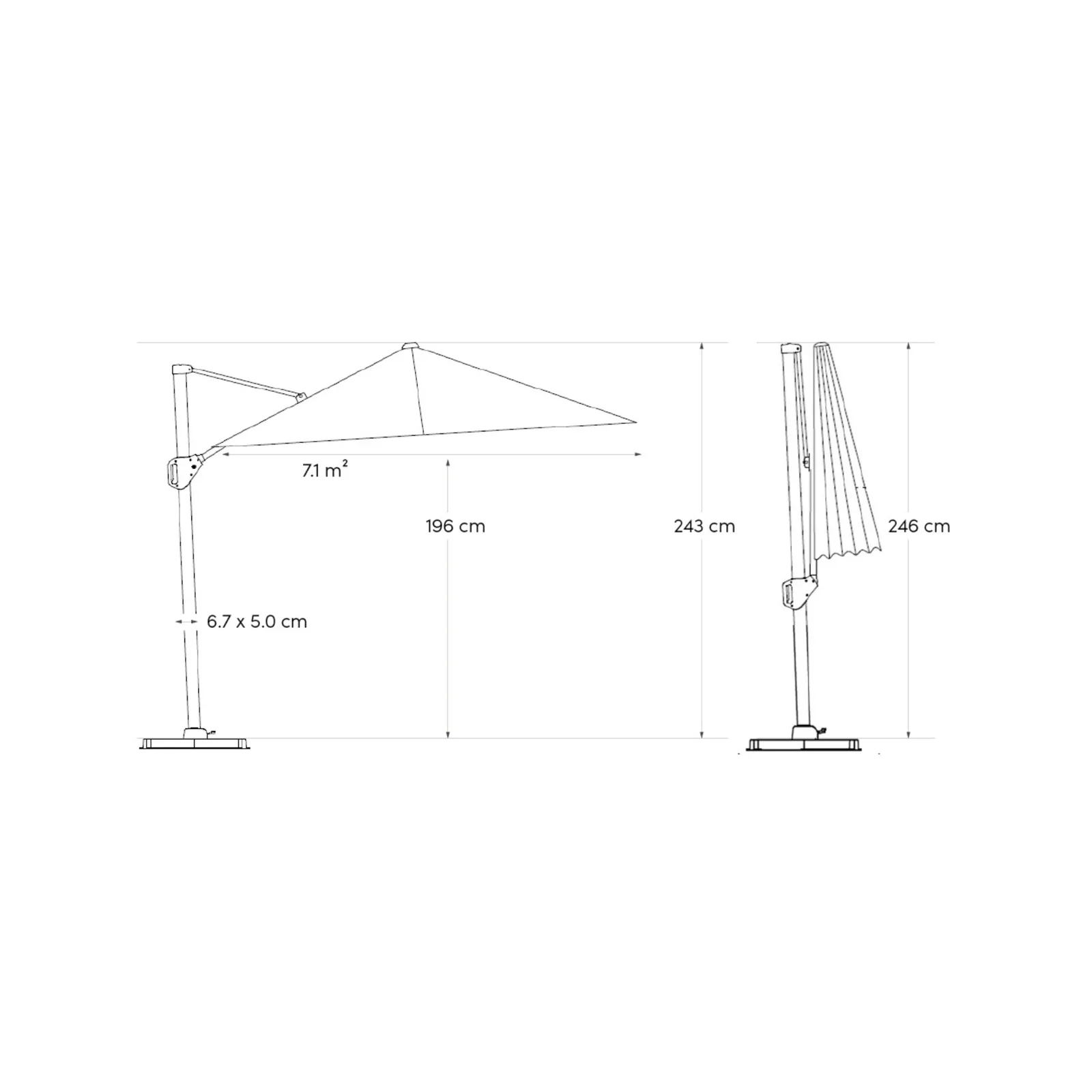 Platinum Sun & Shade zweefparasol Voyager T¹ ø300cm lichtgrijs 3