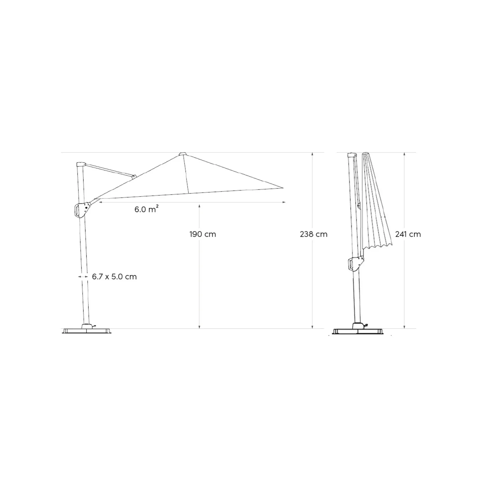 Platinum Sun &amp; Shade zweefparasol Voyager T¹ 300x200 antraciet. 5