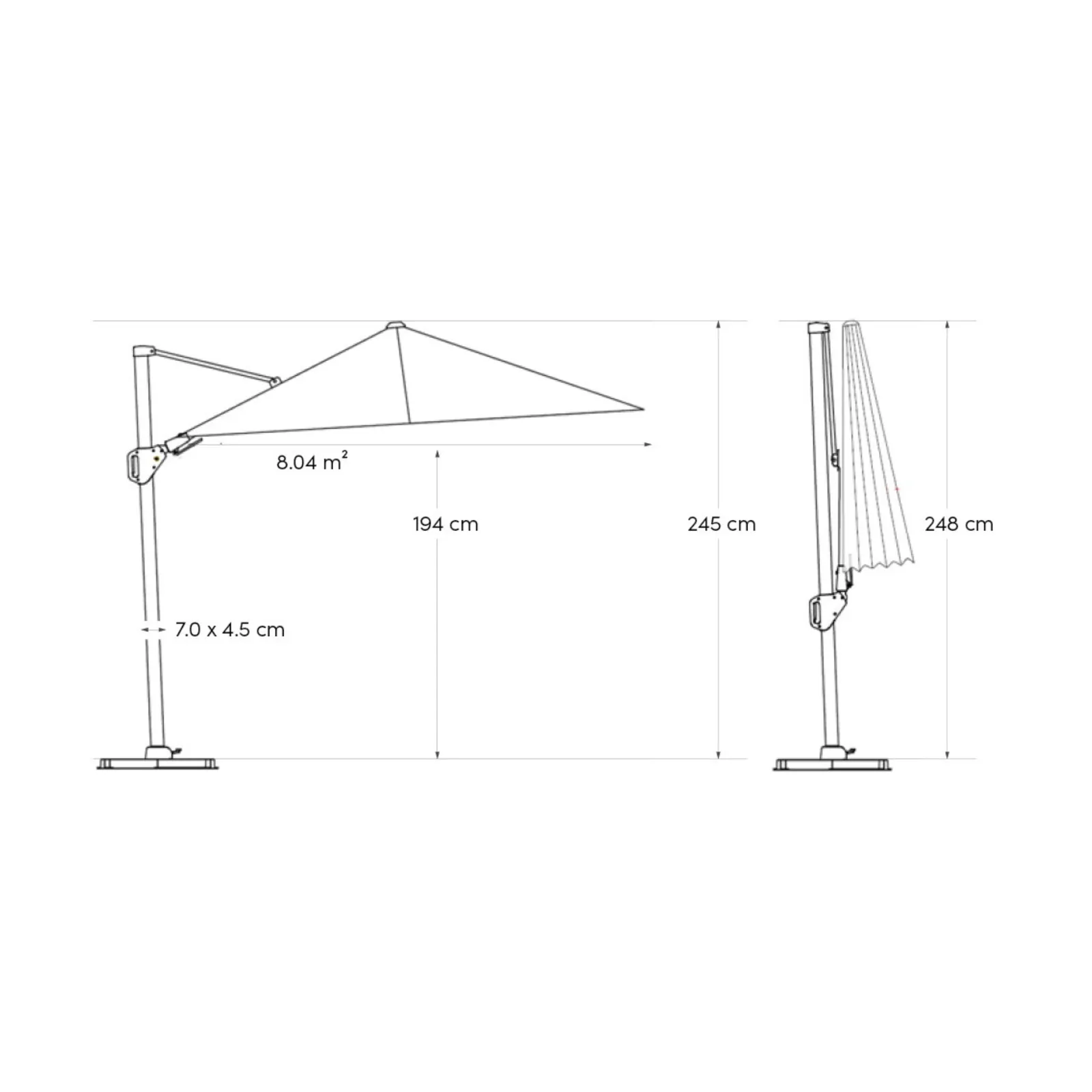 Platinum Sun & Shade zweefparasol Voyager T² 270x270 antraciet. 7