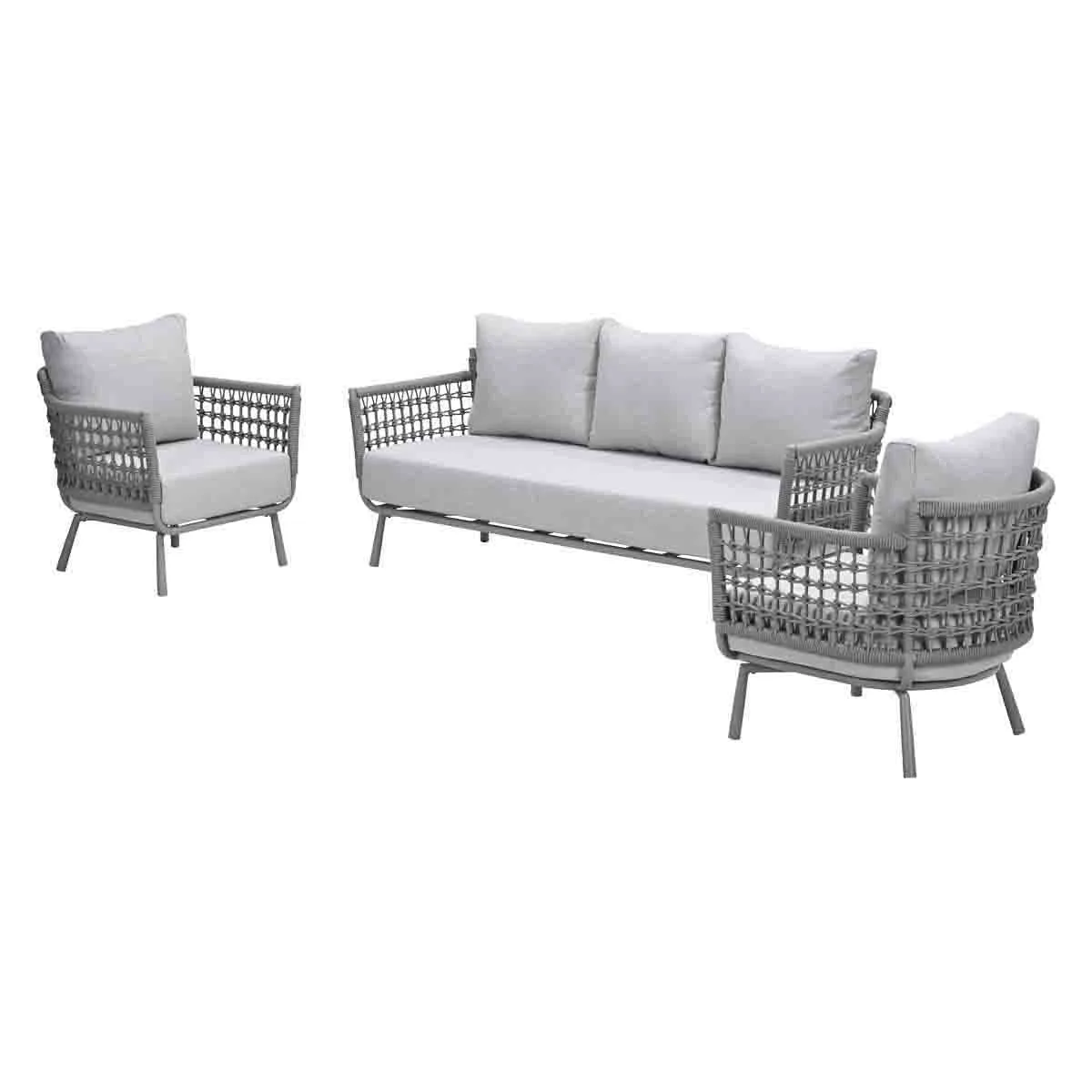 Garden Impressions Aversa sofa set 3-delig taupe rope grijs zand valley sand