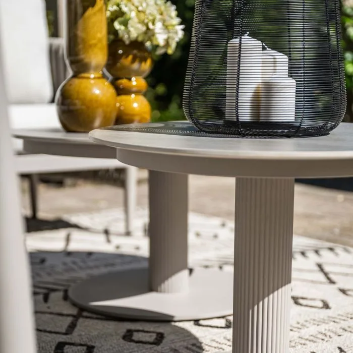 Garden Impressions Nice lounge tafel Ø80xH40 cm taupe   Centostone Napoli sand