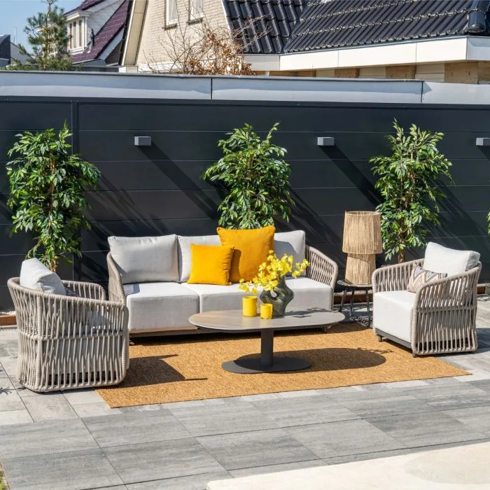 Garden Impressions Nice lounge tafel 130x70xH40 cm carbon black  Centostone Napoli sand
