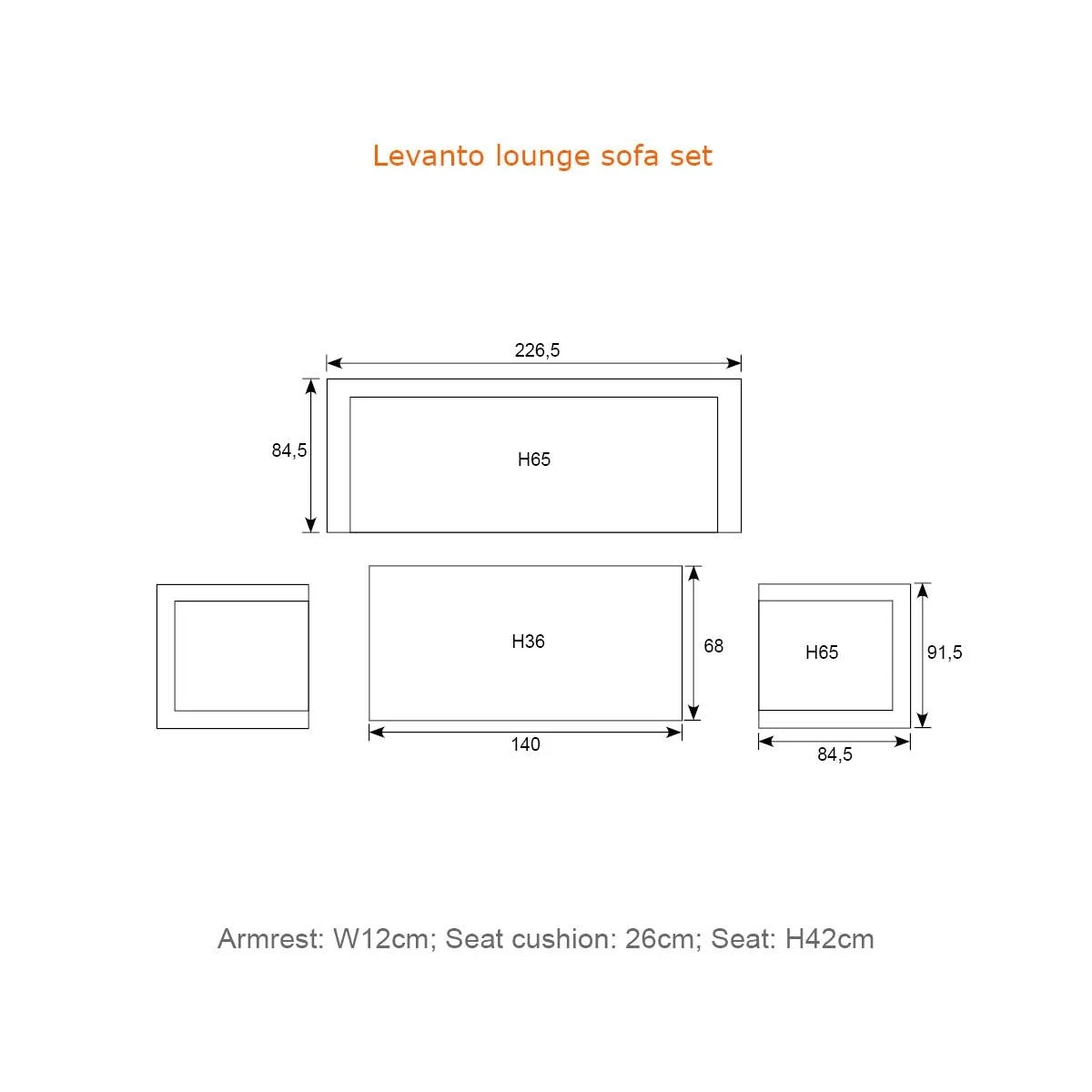 Garden Impressions Levanto loungetafel 140x68 cm carbon black