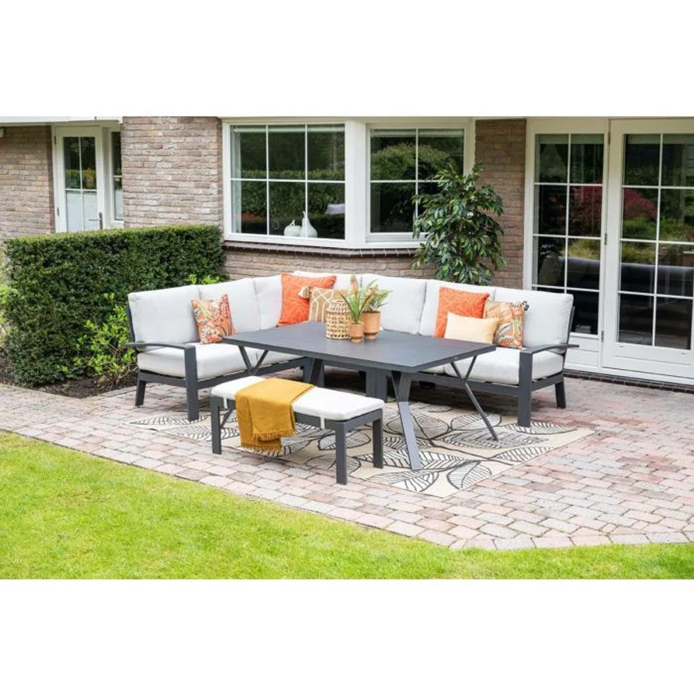 Garden Impressions Rondo lounge-dining set 6-delig carbon black  valley sand