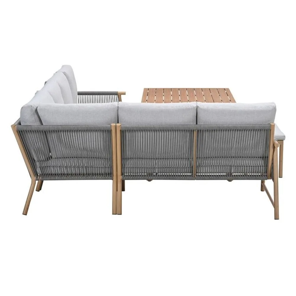 Garden Impressions Bahama lounge-dining set 5-delig light teaklook  taupe valley sand
