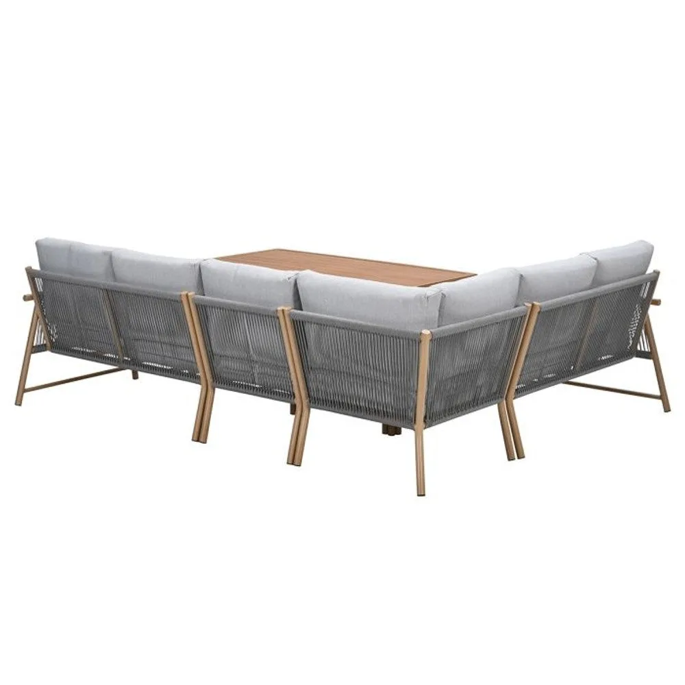 Garden Impressions Bahama lounge-dining set 5-delig light teaklook  taupe valley sand