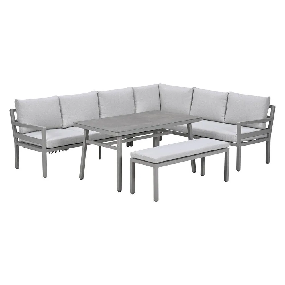 Garden Impressions Corsica lounge-dining set 4-delig rechts taupe valley sand  slate grijs keramisch glas