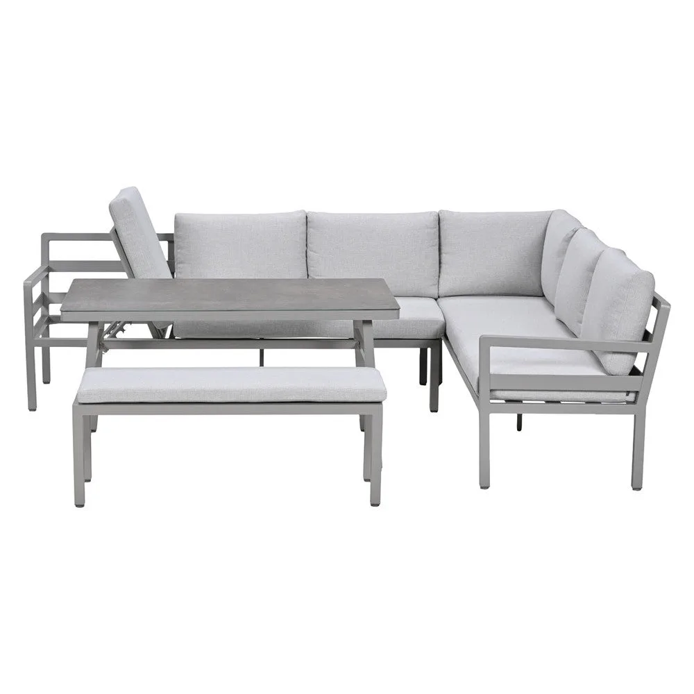 Garden Impressions Corsica lounge-dining set 4-delig rechts taupe valley sand  slate grijs keramisch glas
