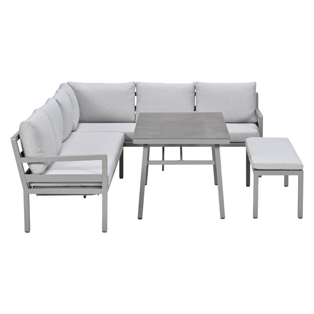 Garden Impressions Corsica lounge-dining set 4-delig rechts taupe valley sand  slate grijs keramisch glas