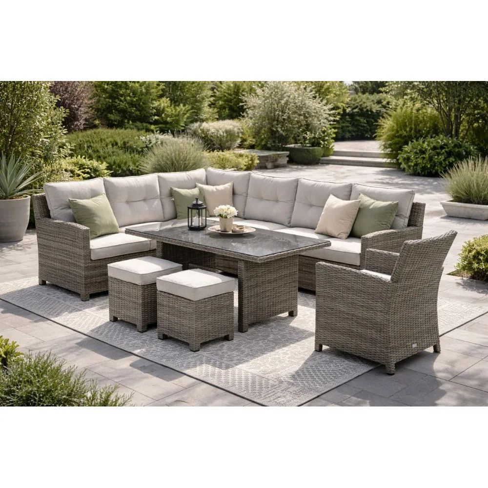 Garden Impressions Blue bird lounge-dining set 5-delig links organic grijs desert sand