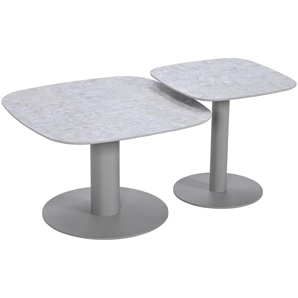 Garden Impressions Bosco set van 2 lounge tafels taupe light teak look Fibrestone doha sand