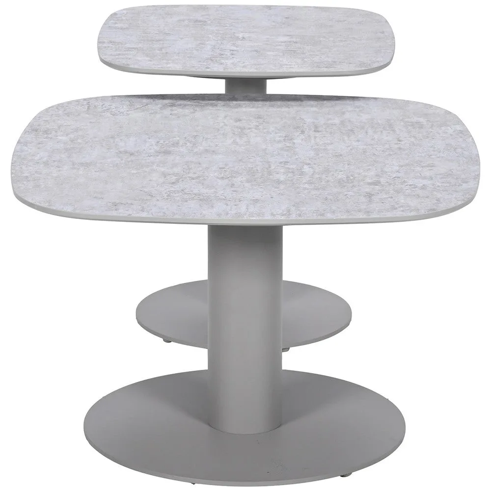 Garden Impressions Bosco set van 2 lounge tafels  taupe light teak look Fibrestone doha sand