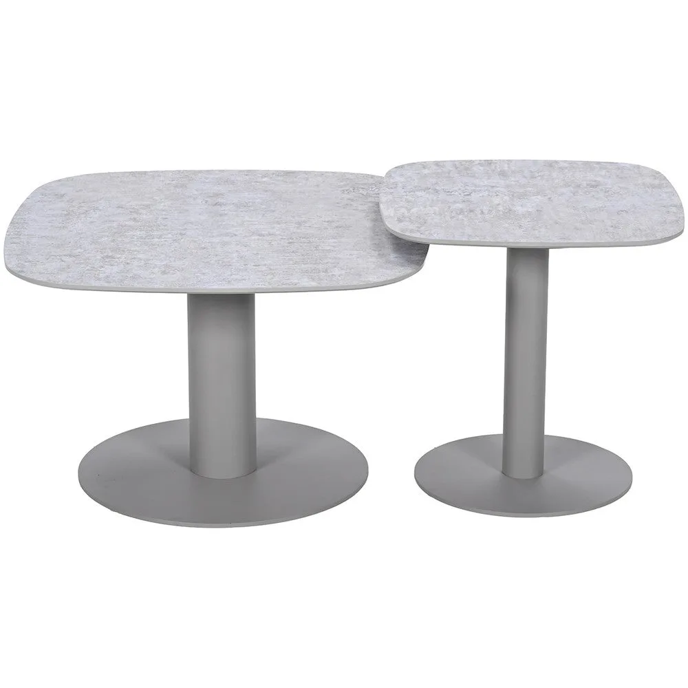 Garden Impressions Bosco set van 2 lounge tafels  taupe light teak look Fibrestone doha sand