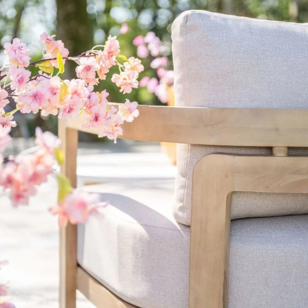 Garden Impressions Ibiza lounge-dining set 2-delig rechts acacia white wash  grijs zand