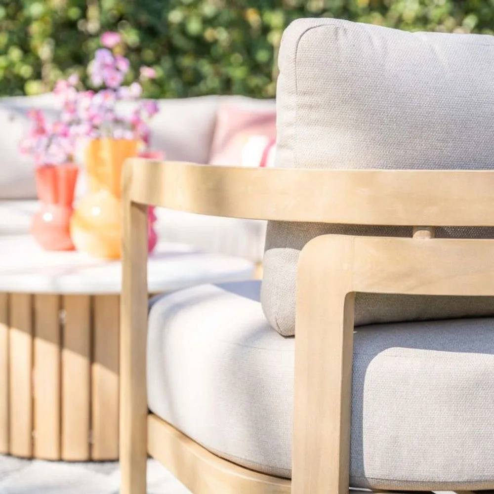 Garden Impressions Ibiza lounge-dining set 2-delig rechts acacia white wash  grijs zand
