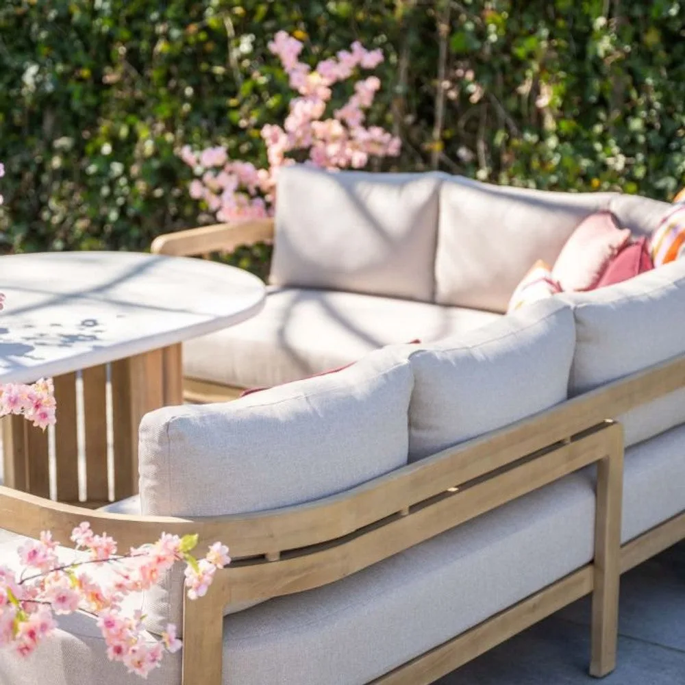 Garden Impressions Ibiza lounge-dining set 2-delig links acacia white wash  grijs zand