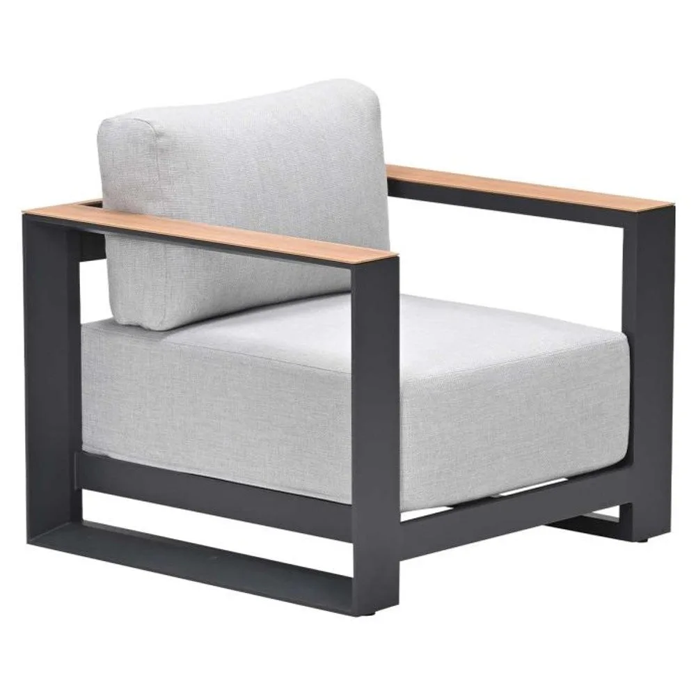 Garden Impressions Levanto lounge fauteuil carbon black valley sand light teaklook