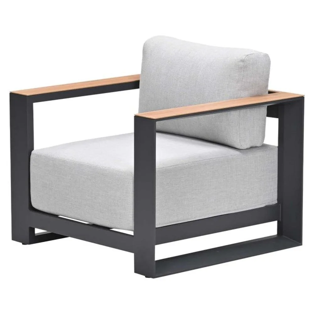 Garden Impressions Levanto lounge fauteuil carbon black valley sand light teaklook