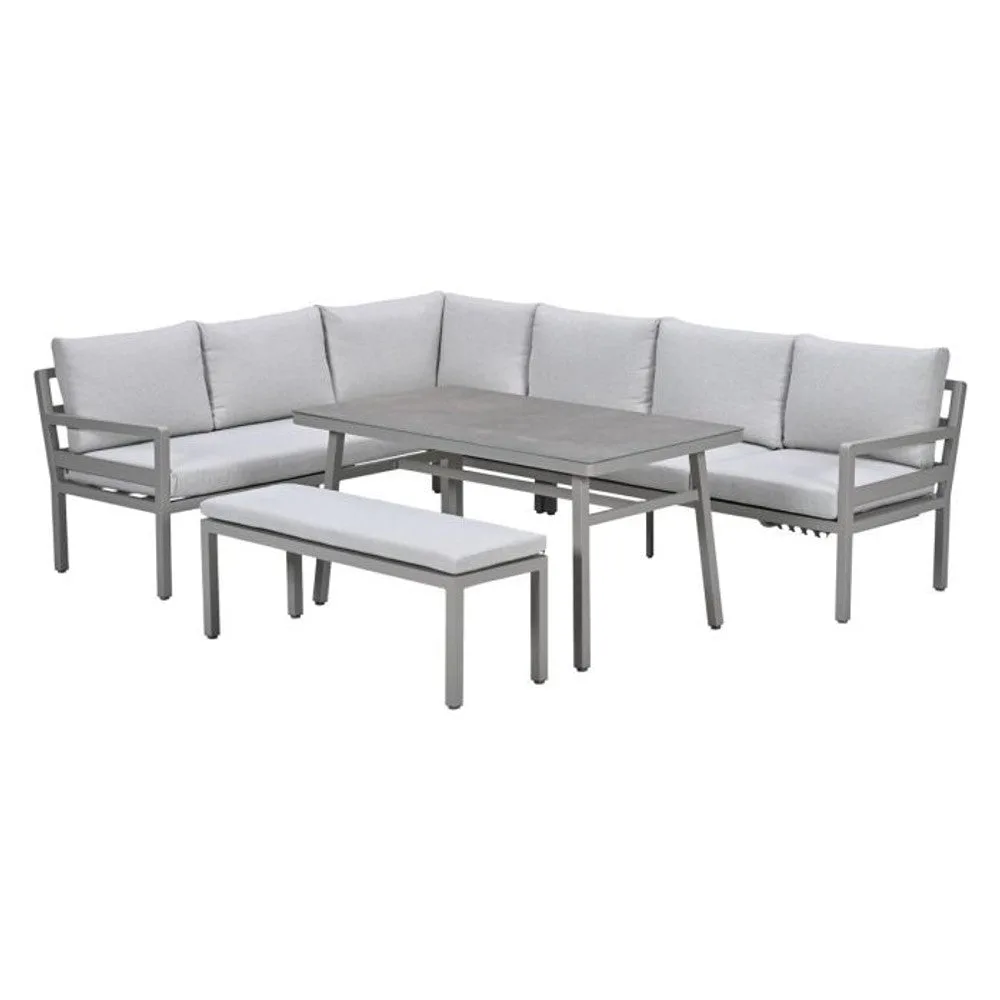 Garden Impressions Corsica lounge-dining set 4-delig links taupe valley sand  slate grijs keramisch glas
