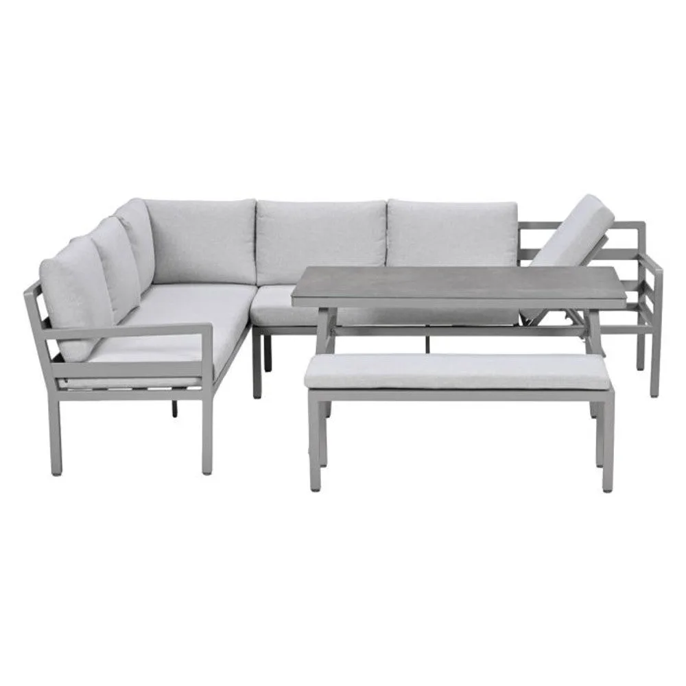 Garden Impressions Corsica lounge-dining set 4-delig links taupe valley sand slate grijs keramisch glas
