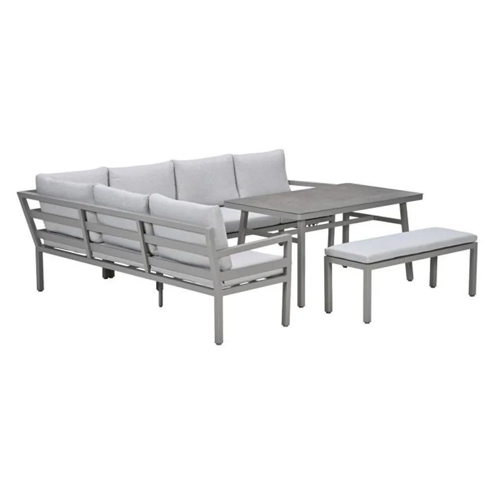 Garden Impressions Corsica lounge-dining set 4-delig links taupe valley sand slate grijs keramisch glas