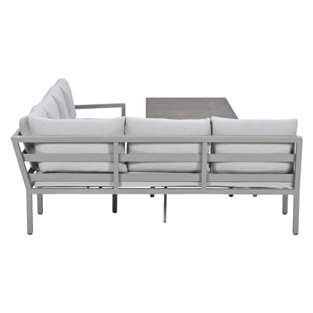 Garden Impressions Corsica lounge-dining set 4-delig links taupe valley sand slate grijs keramisch glas