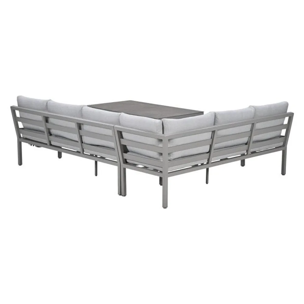 Garden Impressions Corsica lounge-dining set 4-delig links taupe valley sand slate grijs keramisch glas