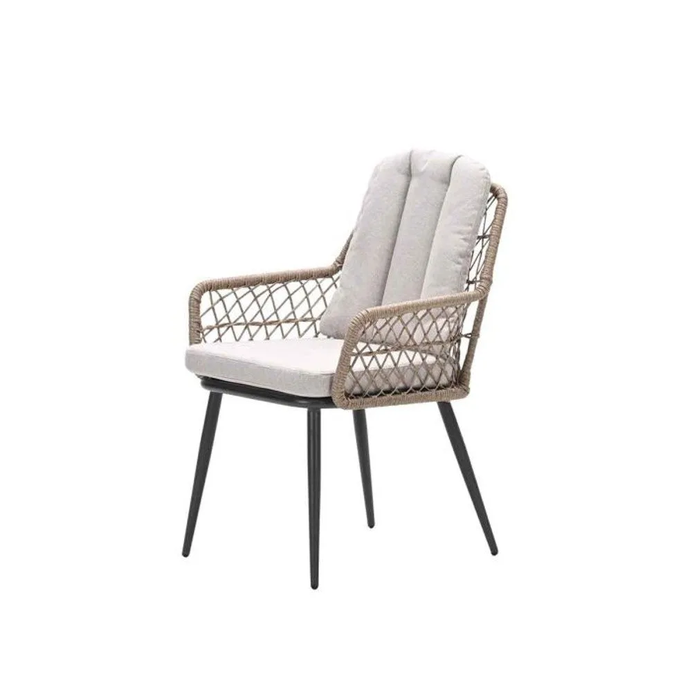 Garden Impressions Allasio dining fauteuil carbon black rope natural PE desert sand Vironwood