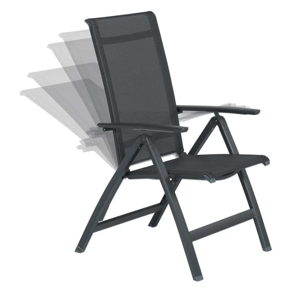 Santana tuinset 5-delig verstelbaar donker grijs met Adana tuintafel 180x100 cm